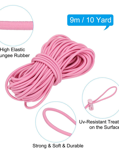 Load image into Gallery viewer, PATIKIL 10 Yard Elastic Bungee Cord &amp; Cord Lock, Pink, 25 Pack
