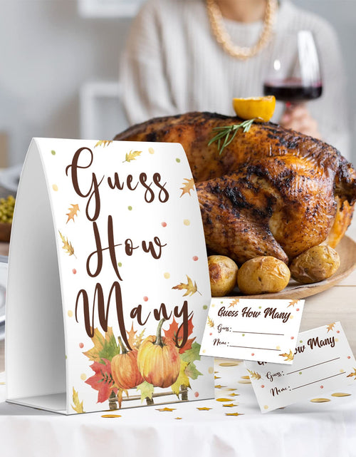 Load image into Gallery viewer, Pazag How Many Candy Guessing Game Thanksgiving Party 1 Sign 50 Cards Orange
