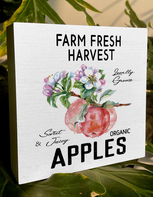 Load image into Gallery viewer, ENGVZ Apple Decor Wooden Box Sign Rustic Farmhouse Kitchen Bathroom 1x4x6in

