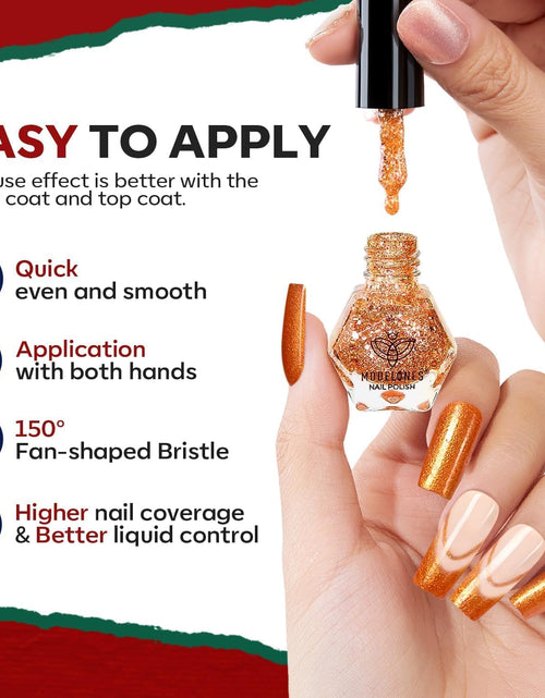 Load image into Gallery viewer, modelones Nail Polish Set 12 Colors Winter Sparkle Glitter Red Green Gold
