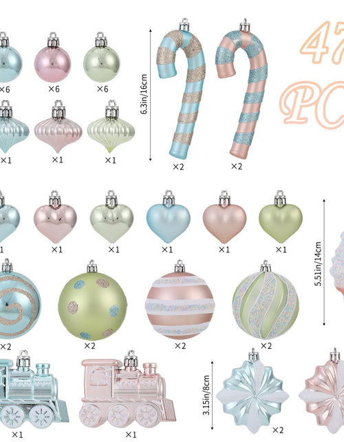 Load image into Gallery viewer, Forsylvanas Jewelry 47PCS Macaron Rose Gold Shatterproof Christmas Ornaments

