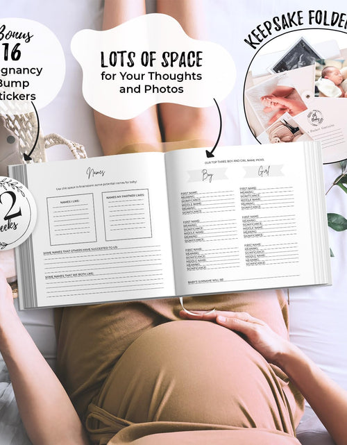Load image into Gallery viewer, LUMOSX Pregnancy Journal Memory Book Baby Bump Stickers Beige Gender Neutral
