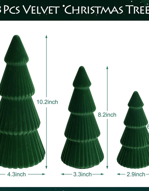 Load image into Gallery viewer, KEASKELL 3pc Dark Green Velvet Christmas Tree Decorations Set
