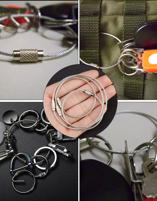 Load image into Gallery viewer, Biyrly Stainless Steel Round Keyrings 12 Pack Silver 28mm Flat Split Rings
