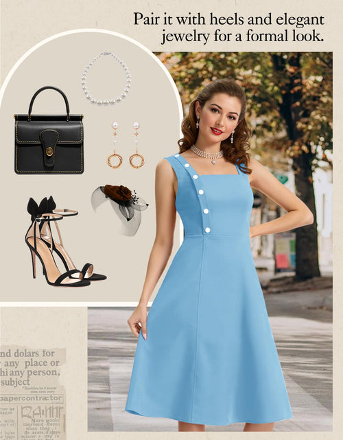 Load image into Gallery viewer, Bbonlinedress Womens Vintage Cocktail Dress Sleeveless A-line Midi Blue Size S

