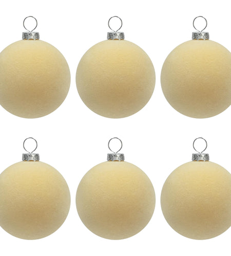 KI Store Beige Velvet Christmas Balls Ornaments 6pcs 2.36in Party Decor