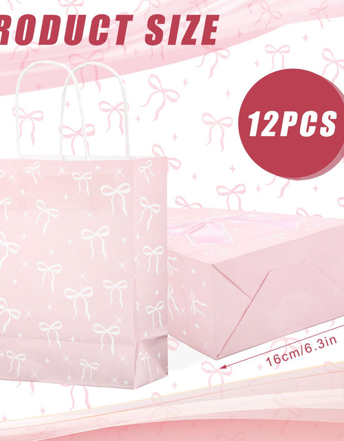 Load image into Gallery viewer, BOXOB Pink Bow Gift Bags 12pcs 8.27x6.3x3.15in Pink White Party Favor

