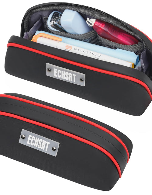 Load image into Gallery viewer, ECHSRT Pencil Case Flat Zipper Organizer Pouch Small Black for Men Women
