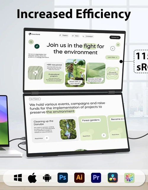 Load image into Gallery viewer, InnoView Foldable 18.5" Dual Monitor-INVPM509

