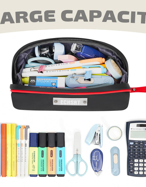 Load image into Gallery viewer, ECHSRT Pencil Case Flat Zipper Organizer Pouch Small Black for Men Women

