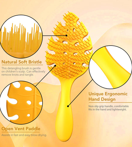 CANDYBRUSH Hair Brush Vented Leaf Form Soft TPEE Mango Scented Orange Large