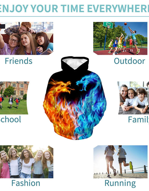 Load image into Gallery viewer, Zenzenze Fire Ice Dragon 3D Printed Hoodie Boys Girls Multicolor Size 6-16
