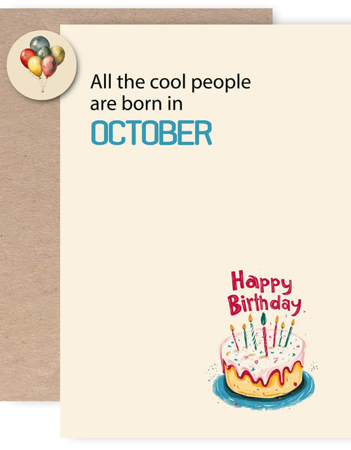 Load image into Gallery viewer, MOSSSH October Birthday Cards with Envelope Sticker Black Letter Print
