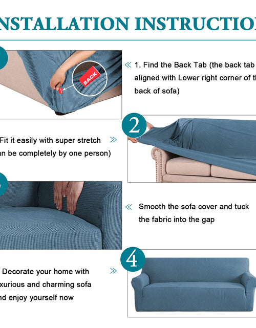 Load image into Gallery viewer, Flamingo P High Stretch Sofa Slipcover Armchair Cover Dusty Blue Size Small
