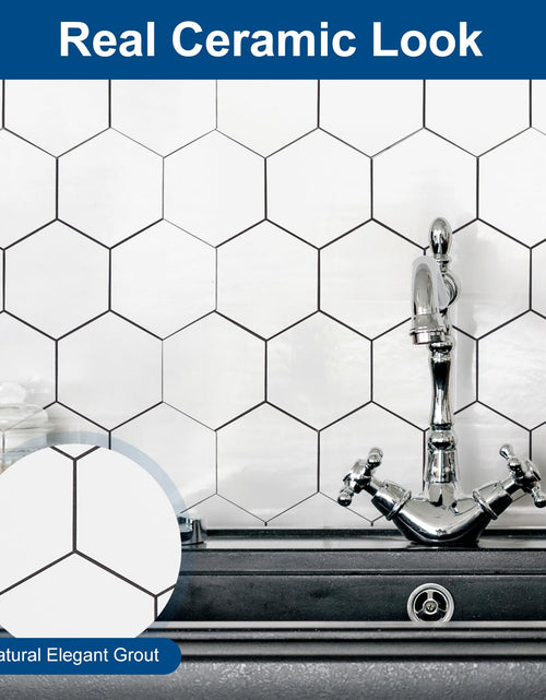 Load image into Gallery viewer, Yipscazo Hexagon Peel Stick Backsplash Tile SPC Faux Marble Pure White 1 Sheet
