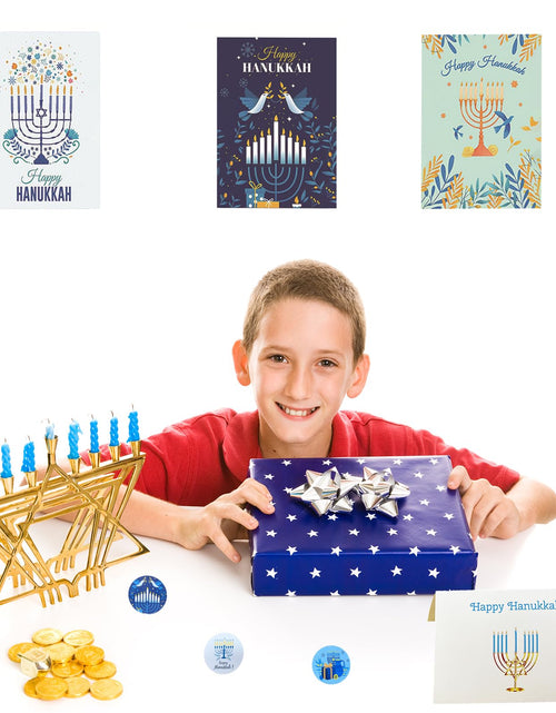 Load image into Gallery viewer, Qpout 12 PCS Hanukkah Cards with Envelopes Stickers Monochrome C Style
