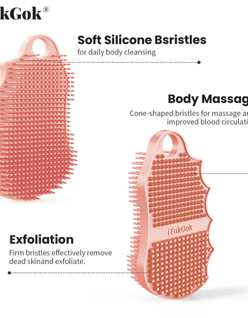 Load image into Gallery viewer, iTokGok Silicone Body Scrubber Silver-Infused Dual-Sided 3-in-1 Pink
