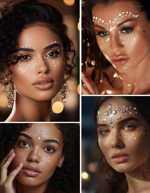 Load image into Gallery viewer, Mity Rain Face Glitter Gems Stickers 10 Sheets Star Freckles Single Pattern
