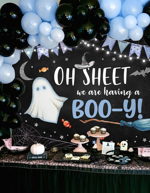 Load image into Gallery viewer, MEHOFOND Halloween Baby Shower Party Backdrop Purple Vinyl 7x5ft
