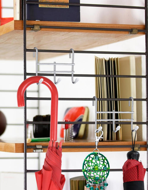 Load image into Gallery viewer, Dimeho 12pcs 3 Hook Wire Shelving Attachment Silver 3.74x3.27x1.38in
