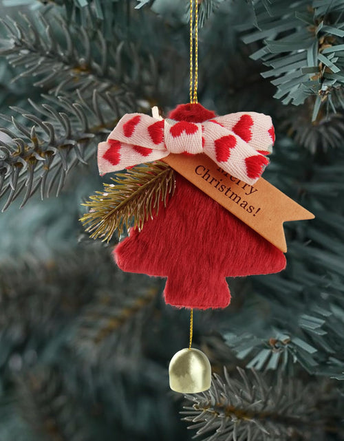 Load image into Gallery viewer, DILAGG Christmas Decorations Fuzzy Tree Ornaments Plush Pendant Gold Bell Red
