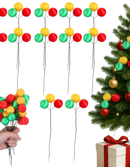 Load image into Gallery viewer, Suncalla Christmas Tree Ball Picks Satin Red Green Gold 7.9'' 12 Pcs
