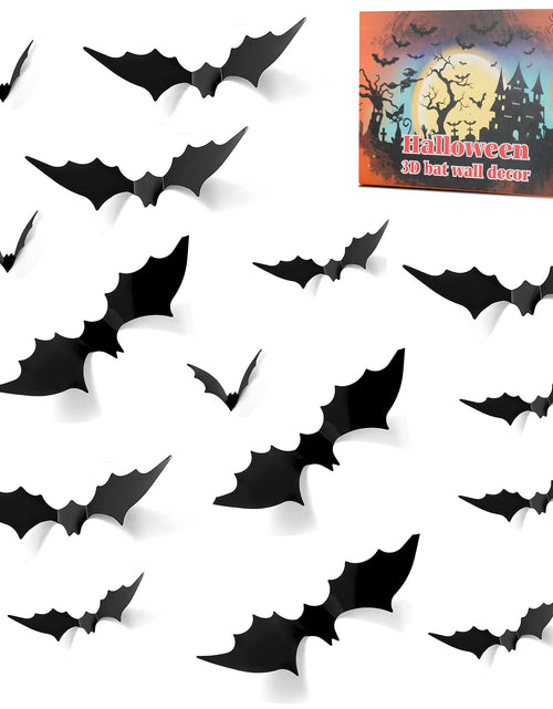 Load image into Gallery viewer, PFAMKEER Halloween Bat Stickers 120pcs 3D Black PVC Various Sizes
