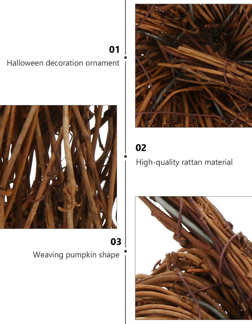 Load image into Gallery viewer, VOSAREA Wicker Rattan Pumpkin Ornament Rustic Brown 15CM Halloween Thanksgiving
