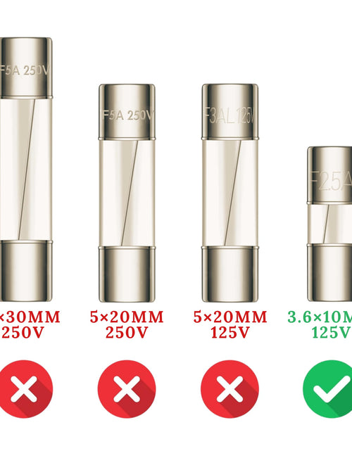 Load image into Gallery viewer, TWI Fuses Mini Christmas Light Strings Replacement Glass Fuses 3A 110V 125V 20pc
