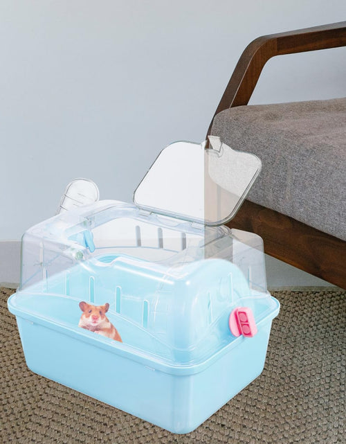 Load image into Gallery viewer, Totority Panoramic Sunroof Hamster Carrier Cage Sky-Blue Portable Plastic
