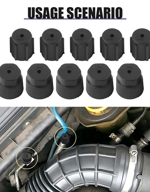 Load image into Gallery viewer, lekudo Car A/C Service Port Cap Kit 10pcs 0.5" Low &amp; 0.6" High Pressure Black

