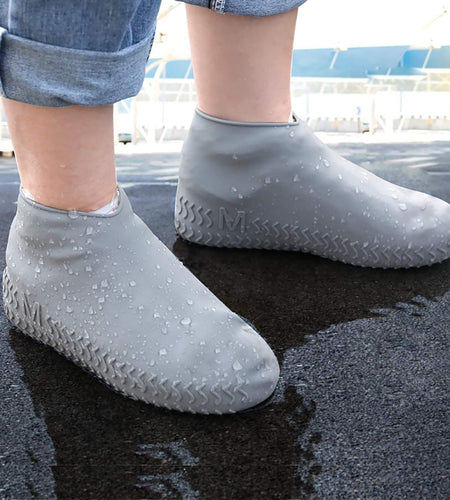 Unisex Silicone Waterproof Shoe Covers Slip-Resistant Large Grey Size L
