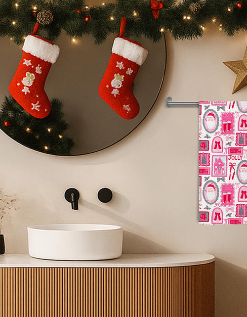 Load image into Gallery viewer, WDSFHYJK Coquette Christmas Santa Kitchen Towels Hot Pink 16x24 Inch
