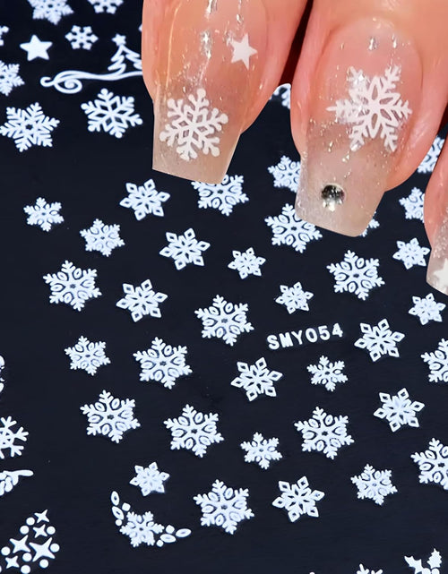 Load image into Gallery viewer, 12 Sheets Snowflake Nail Art Stickers 3D Self Adhesive Winter Nail Decals
