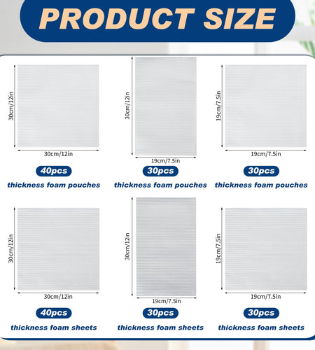 Berlune 200pcs Foam Sheets Packing Cushioning Supplies 7.5x7.5,7.5x12,12x12