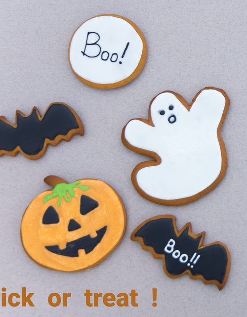 Load image into Gallery viewer, JOB JOL Halloween Cookie Cutters 4 PCS Ghost Pumpkin Bat Skull 3.5-4.5"

