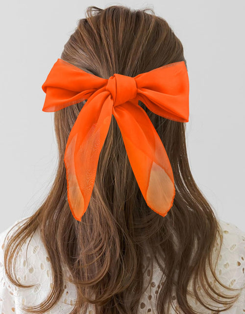 Load image into Gallery viewer, Cyunda Chiffon Scarf Classic Retro Ribbon Square Neck 26x26in Orange
