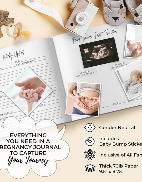 Load image into Gallery viewer, LUMOSX Pregnancy Journal Memory Book Baby Bump Stickers Beige Gender Neutral
