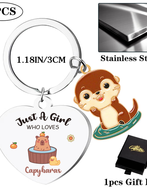 Load image into Gallery viewer, GiftoBi Capybara Animal Keychain Stainless Steel 3x3cm Silver B Unisex
