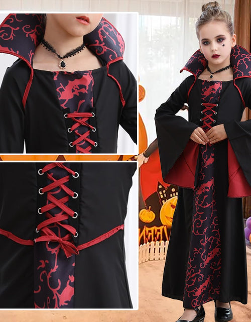 Load image into Gallery viewer, iTVTi Girls Vampire Costume Black Dress Halloween Cosplay 6-7 Years Tag 140
