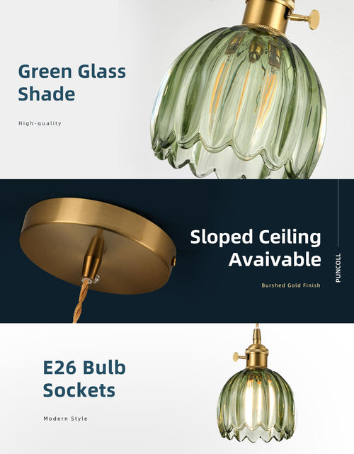 Load image into Gallery viewer, puncoll Vintage Small Pendant Light Green Glass Kitchen Island H2509-GR
