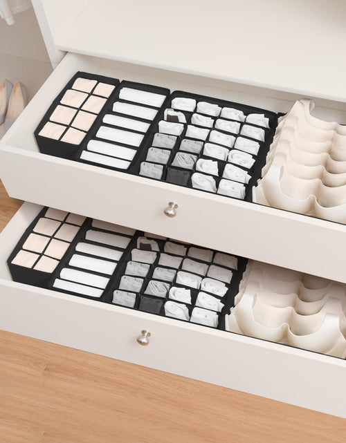 Load image into Gallery viewer, Cupic Cupid Drawer Organizer Set of 4 Foldable Black Closet Dividers
