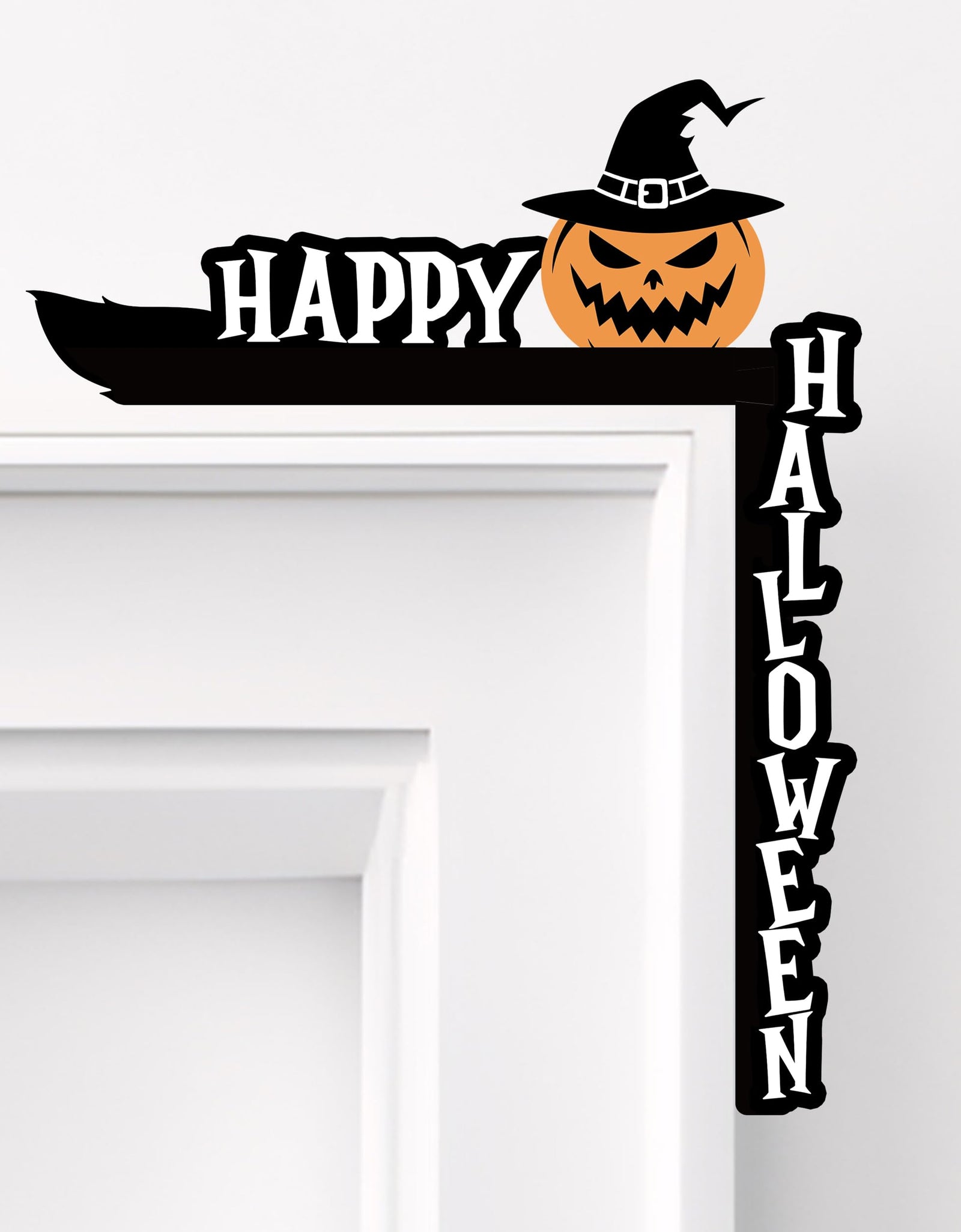 SIXEIGHT Halloween Pumpkin Witch Hat Door Corner Sign Decoration 8.5x6.9"