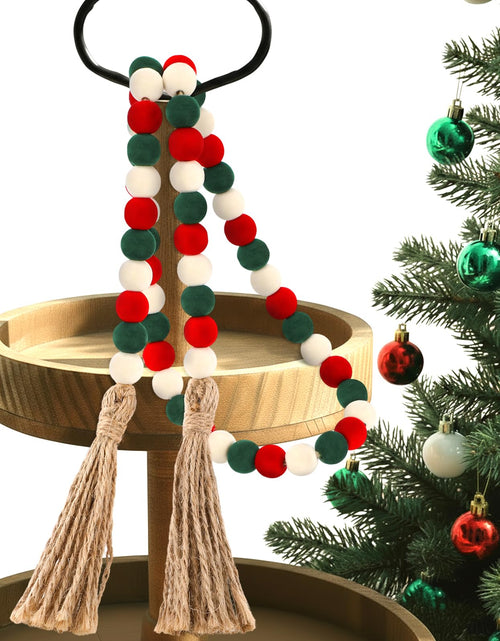 Load image into Gallery viewer, Canlierr Velvet Christmas Bead Garland 39in Neutral Flock Beads Tassels
