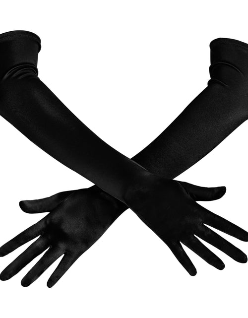 Load image into Gallery viewer, Spooktacular Creations Long Satin Opera Party Gloves Black 21in One Size
