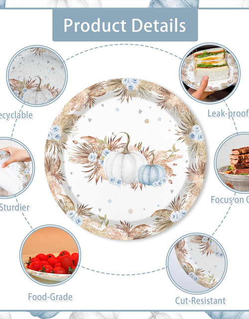 Load image into Gallery viewer, MEHOFOND Blue Pumpkin Baby Shower Party Supplies 193 Pcs Tableware Set
