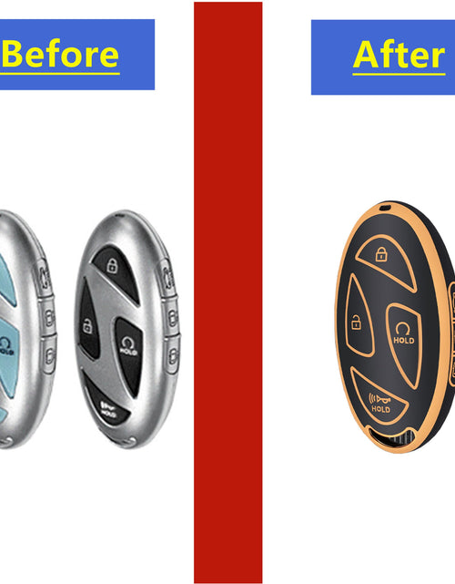 Load image into Gallery viewer, TAPAYICA Hyundai Key Fob Cover 7Buttons Black-Gold for Ioniq 6 Grandeur GN7 KONA
