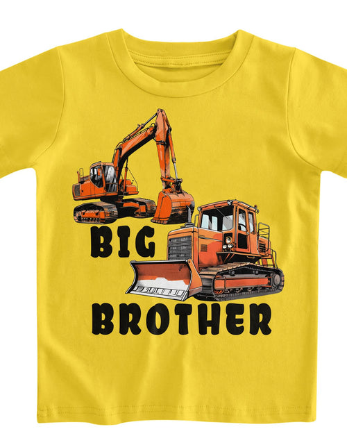 Load image into Gallery viewer, Funnycokid Big Brother Bulldozers Excavator Toddler Shirt Yellow Size 2-3T
