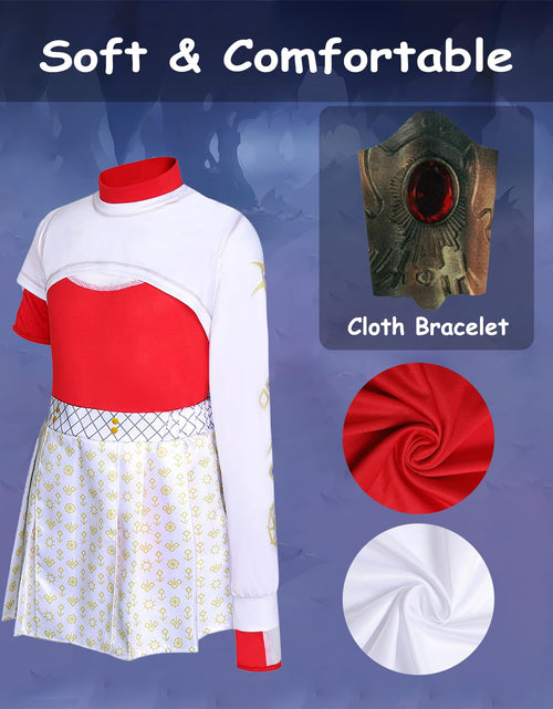 Load image into Gallery viewer, ACLGCSU Girls Zombie Cheerleader Costume 3PCS White Skirt Size 5-6 Years
