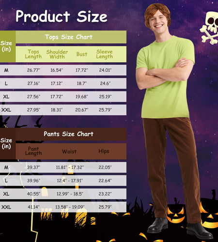Apragaz Mens Halloween Costume Retro Mystery Solver Green Brown Size L